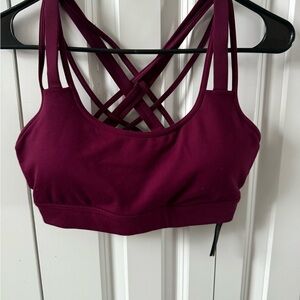 Women's Strappy Burgundy Sports Bra